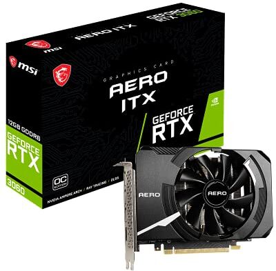 MSI GeForce RTX 3060 AERO ITX 12G OC Scheda video gaming 12GB GDDR6, 1792MHz, PCI Express Gen 4, 192-bit, 3x DP v 1.4a, HDMI 2.1 (Supporta 4K)