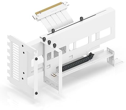 EZDIY-FAB Supporto Verticale per Scheda Grafica con Montaggio GPU PCIe 4.0,Kit di Supporto VGA per Scheda Video con Cavo Riser Bianco PCIe 4.0 X16 Gen4 ad Angolo Retto di 90 Gradi-Bianco