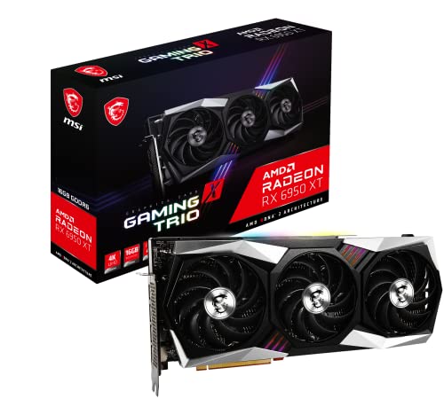 MSI Radeon RX 6950 XT Scheda Grafica AMD 256-bit 16GB GDDR6 DP/HDMI Triple Torx 4.0 Fans FreeSync DirectX 12 VR Ready RGB Graphics Card (RX 6950 XT GAMING X TRIO 16G)