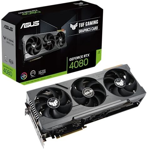 Asus TUF Gaming NVIDIA GeForce RTX 4080 Scheda Grafica Gaming, OpenGL 4.6, 16 GB GDDR6X, PCIe 4.0, HDMI 2.1a, DisplayPort 1.4a, GPU Tweak III, Nero