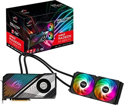 Asus ROG Strix LC AMD Radeon RX 6800 XT OC Edition Scheda Grafica, PCIe 4.0, 16GB GDDR6, AMD RDNA 2, HDMI 2.1, DisplayPort 1.4a, Raffreddamento a Liquido, Radiatore 240mm, Tubi da 600mm, ARGB, Nero