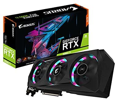 Gigabyte AORUS GeForce RTX 3060 Ti Elite 8G (REV2.0) Scheda grafica, 3X Ventole WINDFORCE, LHR, 8GB 256-bit GDDR6, GV-N306TAORUS E-8GD REV2.0 Scheda video