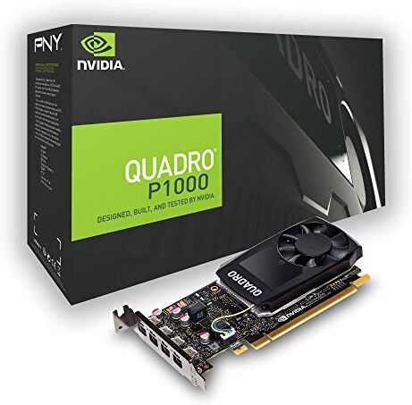 PNY Quadro P1000 DVI Professional Graphic Card 4GB GDDR5 PCI Express 3.0 x16, Single Slot, 4x Mini-DisplayPort, 5K Support, Ultra-quiet active fan