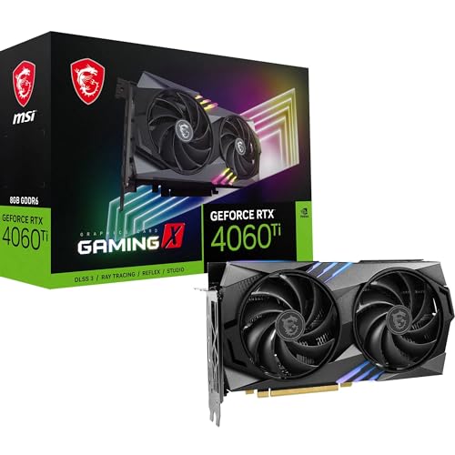 MSI GeForce RTX 4060 Ti GAMING X 8G Scheda grafica GPU RTX 4060 Ti, 8GB GDDR6 (18Gbps/128-bit), PCIe 4.0 TWIN FROZR 9 (2 x TORX Fan 5.0), RGB HDMI 2.1, DisplayPort 1.4a