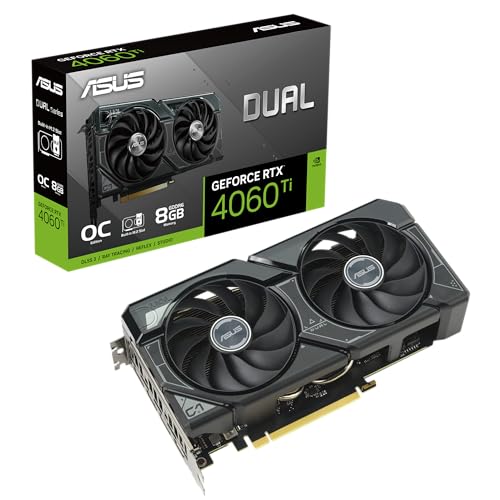 Asus DUAL NVIDIA GeForce RTX 4060 Ti OC Edition Scheda Grafica 8 GB GDDR6, 128 Bit, PCIe 4.0, HDMI, DisplayPort, Nero, DUAL-RTX4060TI-O8G-SSD