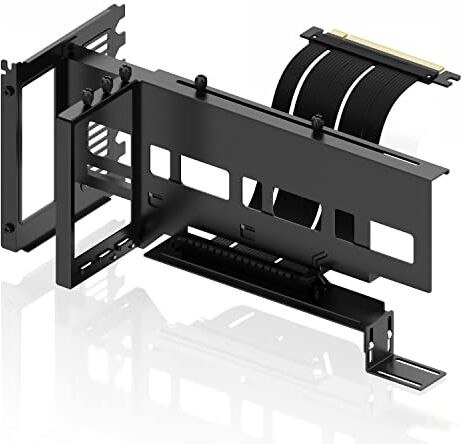 EZDIY-FAB Supporto per Scheda Grafica Verticale PCIe 4.0 GPU Mount Bracket,kit di Supporto VGA per Scheda Video con PCIe 4.0 X16 Gen4 17cm/6.69in Cavo Riser 90 Gradi ad Angolo Retto-Nero