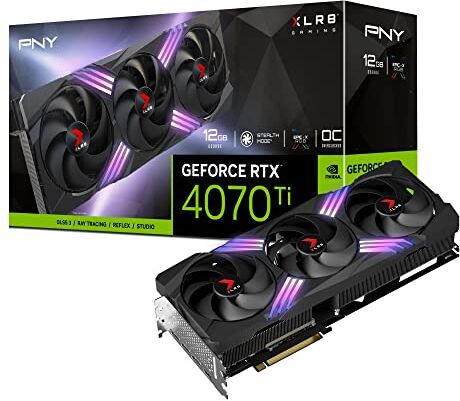 PNY GEFORCE RTX™ 4070Ti 12GB XLR8 Gaming VERTO EPIC-X RGB™ Overclocked Edition DLSS 3 Triple Fan Scheda Grafica