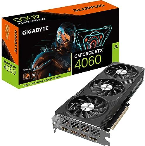 Gigabyte NVIDIA GeForce RTX 4060 GAMING OC Scheda grafica 8GB GDDR6, 128-bit, PCI-E 4.0, 2550MHz Core Clock, 2x DP 1.4, 2x HDMI 2.1a, NVIDIA DLSS 3 GV-N4060GAMING OC-8GD