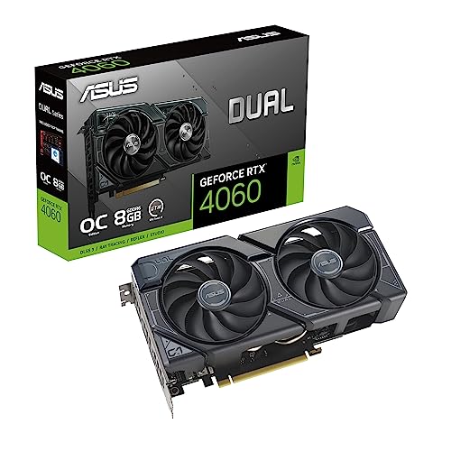 Asus DUAL NVIDIA GeForce RTX 4060 OC Edition Scheda Grafica, 8 GB GDDR6 128-bit 17 Gbps PCIE 4.0, GPU Tweak III, DUAL-RTX-4060-O8G