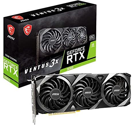 MSI GeForce RTX 3060 VENTUS 3X 12G OC Scheda Video gaming 12GB GDDR6, 1807 MHz, PCI Express Gen 4, 192-bit, 3x DP v1.4a, HDMI 2.1 (Supporta 4K)