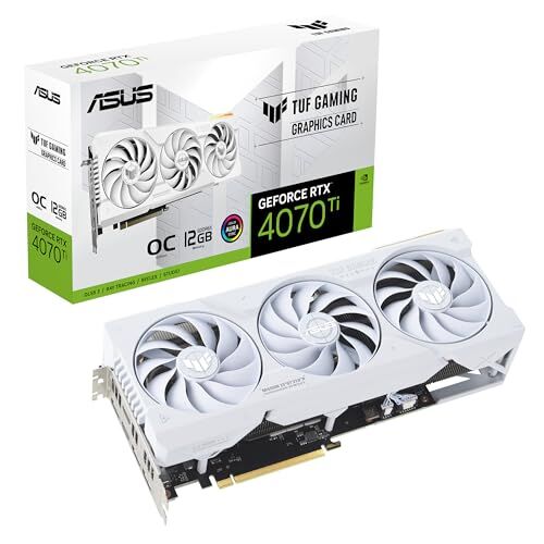 Asus TUF Gaming NVIDIA GeForce RTX 4070 Ti OC Edition Scheda Grafica 12 GB GDDR6X, 192 Bit, PCIe 4.0, HDMI, DisplayPort, Bianco, TUF-RTX4070TI-O12G-WHITE-GAMING