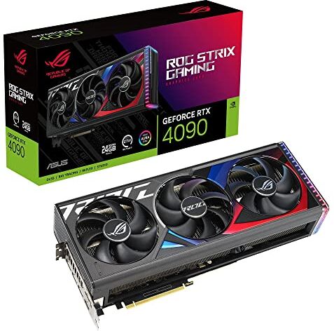 Asus ROG Strix NVIDIA GeForce RTX 4090 Scheda Grafica Gaming, OpenGL 4.6, 24 GB GDDR6X, PCIe 4.0, HDMI 2.1a, DisplayPort 1.4a, GPU Tweak III, Nero