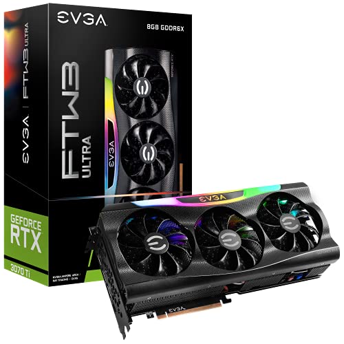 EVGA GeForce RTX 3070 Ti FTW3 Ultra Gaming, 08G-P5-3797-KL, 8GB GDDR6X, tecnologia iCX3, ARGB LED, piastra posteriore in metallo