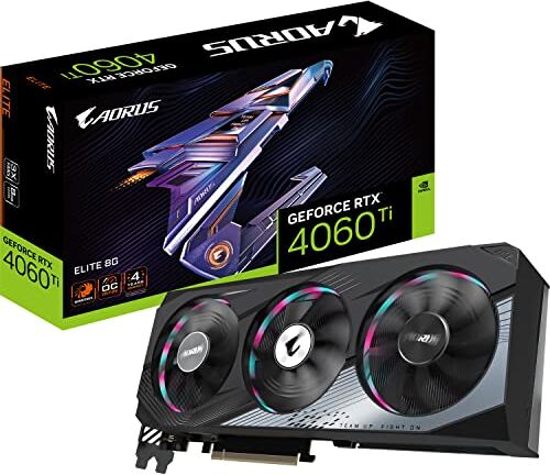 Gigabyte GeForce RTX 4060 TI AORUS ELITE 8GB Scheda grafica 8GB GDDR6 18Gbps 128bit, PCI-E 4.0, 2x DisplayPort 1.4, 2x HDMI 2.1a, NVIDIA DLSS 3, Supports 4K, Ada Lovelace Arch, GV-N406TAORUS E-8GD