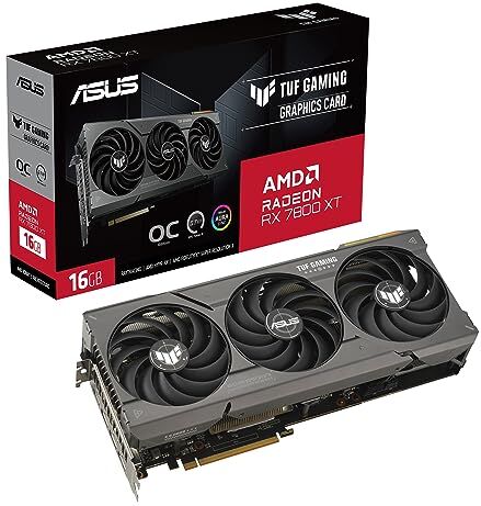 Asus TUF Gaming AMD Radeon RX 7800 XT OC Edition Scheda Grafica 16 GB, GDDR6 256-bit, OpenGL 4.6, 19,5 Gbps PCIE 4.0, 750W, HDMI, 3 DisplayPort, GPU Tweak III, TUF-RX7800XT-O16G-GAMING