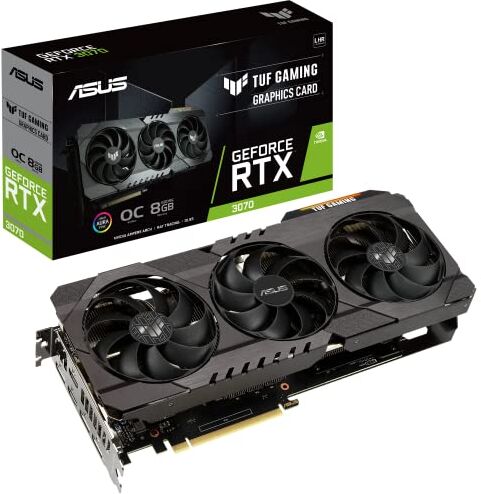 Asus TUF Gaming NVIDIA GeForice RTX 3070 V2 OC Edition Scheda Grafica, 8GB GDDR6, PCIe 4.0, HDMI 2.1, DisplayPort 1.4a, GPU Tweak II, Componenti di Livello Militare, LHR