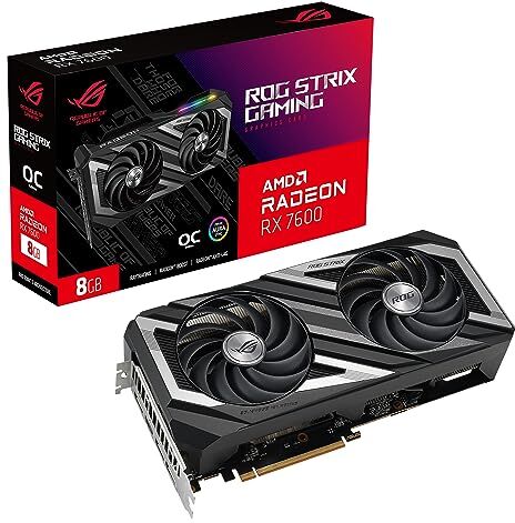 Asus ROG Strix AMD Radeon RX 7600 OC Edition Scheda Grafica, 8 GB GDDR6 128-bit 18 Gbps PCIE 4.0, GPU Tweak III, ROG-STRIX-RX7600-O8G-GAMING