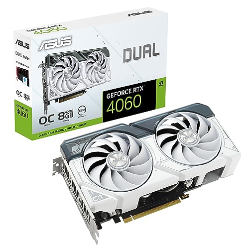 Asus DUAL NVIDIA GeForce RTX 4060 OC Edition White Scheda Grafica, 8 GB GDDR6 128-bit 17 Gbps PCIE 4.0, GPU Tweak III, DUAL-RTX4060-O8G-WHITE