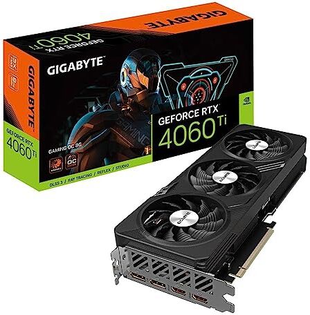 Gigabyte GeForce RTX 4060 TI GAMING OC 8GB Scheda grafica 8GB GDDR6 18Gbps 128bit, PCI-E 4.0, 2x DisplayPort 1.4, 2x HDMI 2.1a, NVIDIA DLSS 3, Supports 4K, Ada Lovelace Arch, GV-N406TGAMING OC-8GD