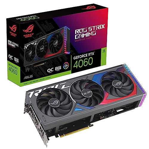 Asus ROG Strix NVIDIA GeForce RTX 4060 OC Edition Scheda Grafica, 8 GB GDDR6 128-bit 17 Gbps PCIE 4.0, GPU Tweak III, ROG-STRIX-RTX4060-O8G-GAMING