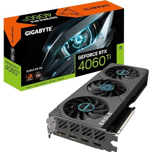 Gigabyte GeForce RTX 4060 TI EAGLE OC 8GB Scheda grafica GDDR6 18Gbps 128bit, PCI-E 4.0, 2x DisplayPort 1.4, 2x HDMI 2.1a, NVIDIA DLSS 3, Supports 4K, Ada Lovelace Arch, GV-N406TEAGLE OC-8GD