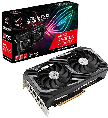 Asus ROG Strix AMD Radeon RX 6600 XT OC Edition Scheda Grafica, AMD RDNA 2, PCIe 4.0, 8GB GDDR6, HDMI 2.1, DisplayPort 1.4a, Ventole Axial Tech, Super Alloy Power II, GPU Tweak II, Nero