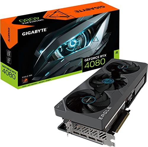 Gigabyte GeForce RTX 4080 EAGLE 16GB Scheda grafica 16GB DDR6X, PCI-E 4.0, Core 2505Mhz, RGB, DP 1.4, HDMI 2.1a, NVIDIA DLSS 3, Ada Lovelace Arch, GV-N4080EAGLE-16GD