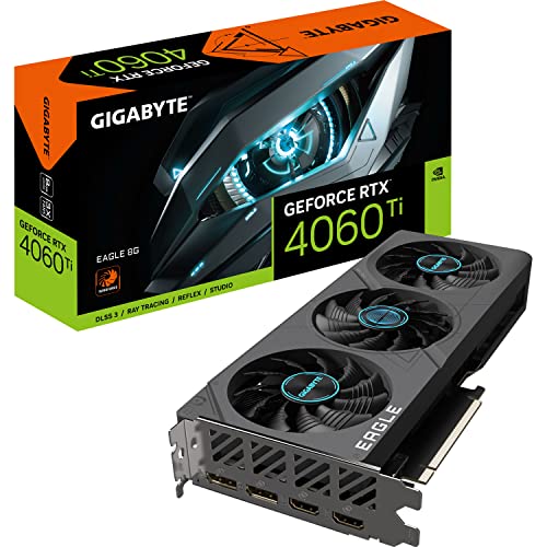 Gigabyte GeForce RTX 4060 TI EAGLE 8GB Scheda grafica 8GB GDDR6 18Gbps 128bit, PCI-E 4.0, 2x DisplayPort 1.4, 2x HDMI 2.1a, NVIDIA DLSS 3, Supports 4K, Ada Lovelace Arch, GV-N406TEAGLE-8GD