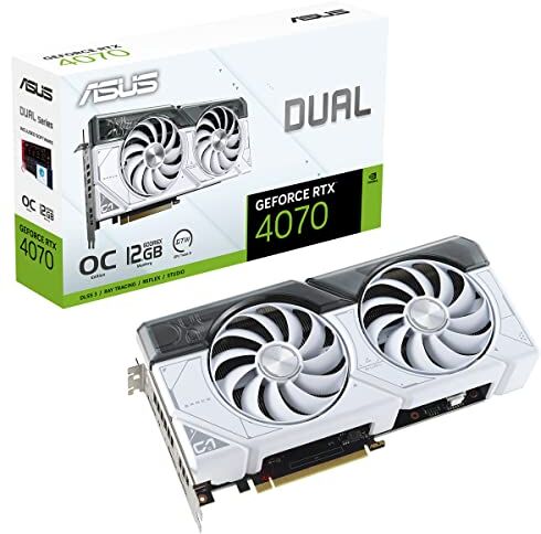 Asus Dual NVIDIA GeForce RTX 4070 OC Edition Scheda Grafica, 12 GB GDDR6X 192-bit 21 Gbps PCIE 4.0, GPU Tweak III, DUAL-RTX4070-O12G-WHITE