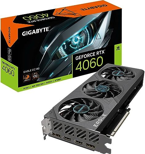 Gigabyte NVIDIA GeForce RTX 4060 EAGLE OC Scheda grafica 8GB GDDR6, 128-bit, PCI-E 4.0, 2505MHz Core Clock, 2x DP 1.4, 2x HDMI 2.1a, NVIDIA DLSS 3 GV-N4060EAGLE OC-8GD