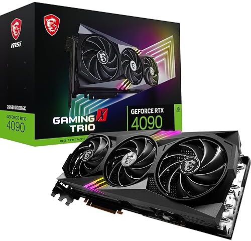 MSI GeForce RTX 4090 GAMING X TRIO 24G Scheda video gaming 24GB GDDR6X, 2595 MHz, PCI Express Gen 4, 384-bit, 3x DP v 1.4a, HDMI 2.1a (Supporta 4K & 8K HDR)