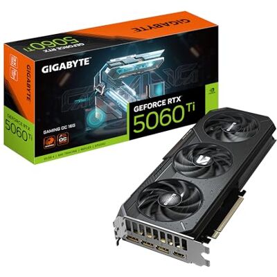 Gigabyte GeForce RTX 5060 Ti GAMING OC 16G Scheda Grafica – 16 GB GDDR7, 128 bit, PCI-E 5.0, 2647 MHz Frequenza del core, 3 x DisplayPort, 1 x HDMI, GV-N506TGAMING OC-16GD Gigabyte GeForce RTX 5060 Ti GAMING OC 16G Scheda Grafica – 16 GB GDDR7, 128 bit, PCI-E 5.0, 2647 MHz Frequenza del core, 3 x DisplayPort, 1 x HDMI, GV-N506TGAMING OC-16GD