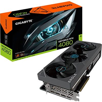 Gigabyte GeForce RTX 4080 EAGLE OC 16GB Scheda grafica 16GB DDR6X, 192bit, PCI-E 4.0, Core 2520Mhz, RGB, DP 1.4, HDMI 2.1a, NVIDIA DLSS 3, GV-N4080EAGLE OC-16GD Gigabyte GeForce RTX 4080 EAGLE OC 16GB Scheda grafica 16GB DDR6X, 192bit, PCI-E 4.0, Core 2520Mhz, RGB, DP 1.4, HDMI 2.1a, NVIDIA DLSS 3, GV-N4080EAGLE OC-16GD