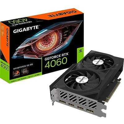 Gigabyte NVIDIA GeForce RTX 4060 WINDFORCE OC Scheda grafica 8GB GDDR6, 128-bit, PCI-E 4.0, 2475MHz Core Clock, 2x DP 1.4, 2x HDMI 2.1a, NVIDIA DLSS 3 GV-N4060WF2OC-8GD Gigabyte NVIDIA GeForce RTX 4060 WINDFORCE OC Scheda grafica 8GB GDDR6, 128-bit, PCI-E 4.0, 2475MHz Core Clock, 2x DP 1.4, 2x HDMI 2.1a, NVIDIA DLSS 3 GV-N4060WF2OC-8GD