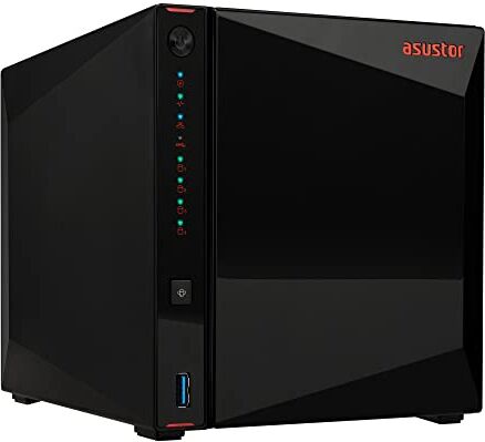 Asustor AS5404T Nimbustor 4 Gen2 NAS Storage a 4 baie, Quad-Core 2.0GHz CPU, 4 slot M.2 NVMe SSD, Due Porte 2,5GbE, 4GB RAM DDR4, Network Attached Storage (Senza dischi)