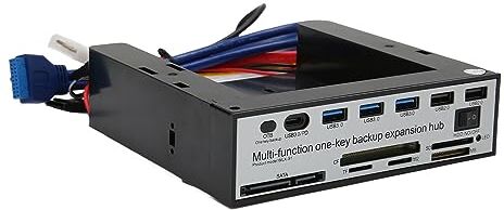 Bewinner Pannello Frontale del PC, Dashboard Multimediale, NGFF M.2 MSATA 16TB OTB Backup con Un Clic Computer Desktop Multifunzione Pannello Frontale Multimediale Hub USB Lettore di