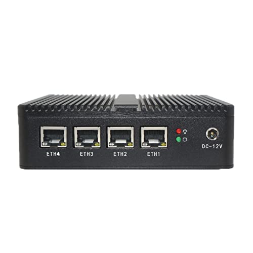 HSIPC NEW J4125 Quad Core Firewall Micro Appliance, Mini PC, Nano PC, Router PC with 4G RAM 64G SSD, 4 RJ45 Port COM HDMI AES-NI Compatible with Pfsense OPNsense