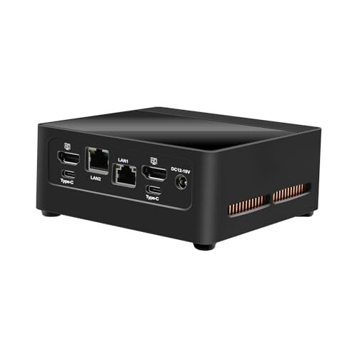 HUNSN Mini PC, HTPC, Small Server, Desktop Computer, Windows 11 Pro/Linux Ubuntu, Core I5 1235U, BJ03, WiFi 6, BT5.2, 2 x HDMI, 2 x Type-C for DP USB3.2, 2 x LAN, Vesa Mount, 32G RAM 512G SSD