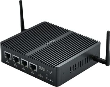 Baieyu Mini Computer Industriale, Firewall, OPNsense, VPN, Microappliance di Sicurezza di Rete, Router PC, Celeron J4125, AES-NI, RS232 COM, 2USB3.0, 4LAN, (16 GB DDR4 512 GB SSD 2 TB HDD)