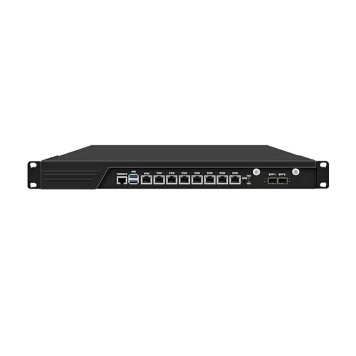 HUNSN 1U Cabinet Firewall Appliance 10Gbe, PFsense, OPNsense, VPN, Network Rackmount, Intel Core I5 9400, RJ60, 8 x Intel 2.5GbE I226-V, 2 x SFP+ 82599ES 10Gbe, 4G RAM, 128G SSD