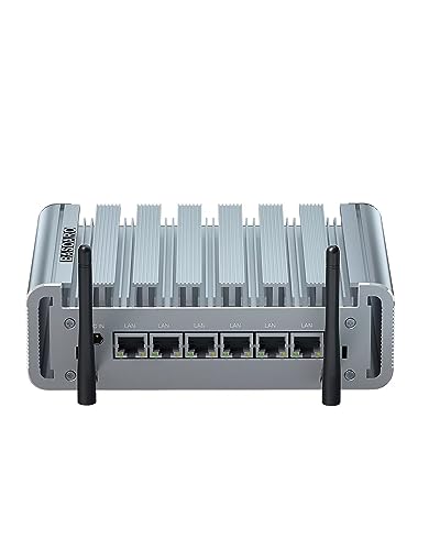 BASOARO Firewall Appliance Quad Core Mini PC Celeron J4125 6 x i225 2.5G LAN 8GB RAM 128GB SSD 4K HD RS232 COM USB3.0 Router VPN Piccolo PC Compatibile con OPNsense AES-NI