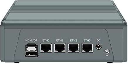 HUNSN Micro Firewall Appliance, Mini PC, pFsense, OPNsense, VPN, Router PC, AMD Ryzen 7 5825U, RJ11a, 4 x Intel 2.5GbE I226-V LAN, Type-C, TF, HDMI, DP, 4G RAM, 64G SSD