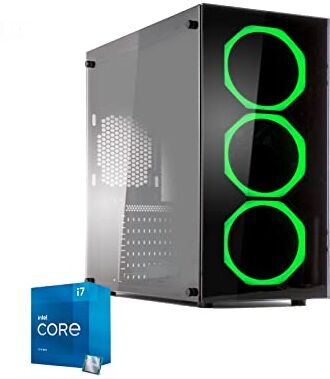 REALTECHNOLOGY Pc Desktop Gaming Intel i7-11700 4.9ghz,Gtx 1650 4Gb,Ram Ddr4 16Gb 3200Mhz,Ssd M2 Nvme 1Tb,Wifi,Led Green,Windows 11Pro,Pc fisso Computer assemblato