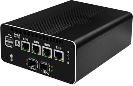 MNBOXCONET Micro Firewall Appliance 10GB SFP+ N200, 4 x i226V 2.5G LAN Mini PC Router, Barebone, Support Windows OPNsense, Type-C 10Gbps Port, HD, TF Slot