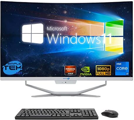 SIMPLETEK PC All in One Display Curvo 27" Core i7 Windows 11   16GB RAM SSD 480GB   Lavoro, Intrattenimento