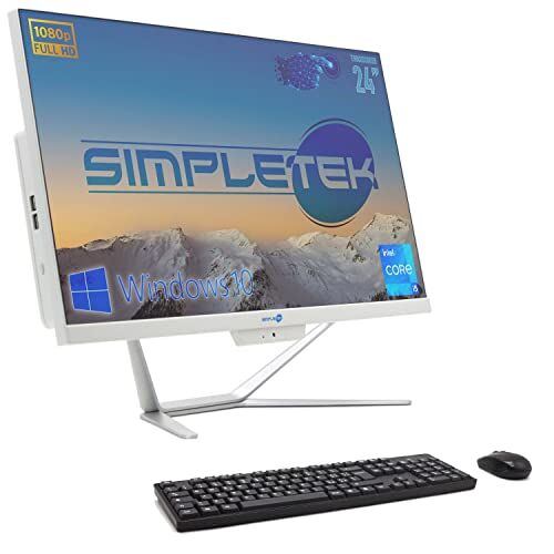 SIMPLETEK PC All in One 24” TouchScreen Full HD Core i5 Fino a 3.20GHz   Windows 10 Pro 16GB RAM SSD 480GB   Webcam integrata WiFi5 Bluetooth Desktop Computer Fisso Aio