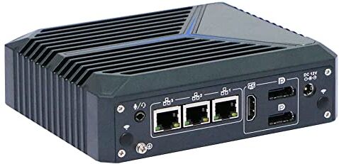 Partaker Micro Firewall Appliance 3 Intel I225-V 2.5GbE NIC Ports Fanless Mini PC, Intel Celeron J6412 Quad Core, Support AES-NI,TPM2.0 2xDP 1xHDMI 1xCOM 6xUSB, 4GB DDR4,128GB M.2 SSD