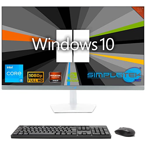 SIMPLETEK Computer All in One da 24" FHD   Core i3   Windows 10 Pro   4GB RAM   120GB SSD   Con Webcam 5Mp Integrata, Wifi 6 e BT 5.2