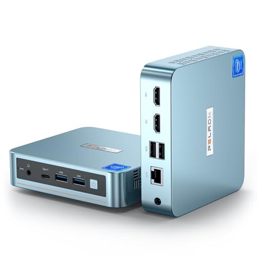 PELADN WI-6 Mini PC, Intel 12a generazione Alder Lake-N100 (fino a 3,4 GHz), RAM DDR4 da 16 GB, SSD PCIe M.2 da 512 GB, computer desktop con supporto per USB3.2, WiFi5, BT4.2 e Win 11 Pro.