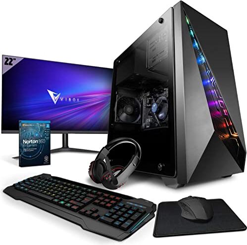 Vibox VI-63 PC Gamer 22" Écran Pack AMD Ryzen 3200GE Processore 4GHz Radeon Vega 8 Graphiques 16Go RAM 1To SSD Windows 11 WiFi